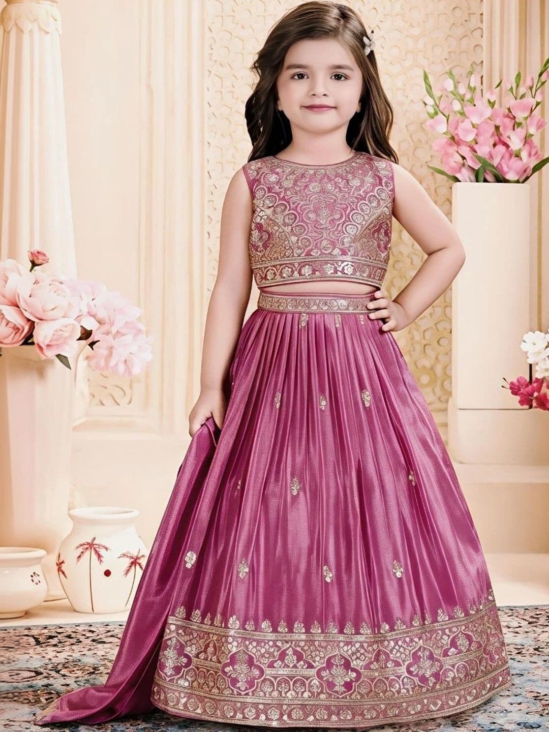 Moda Rapido Girls Embroidered Ready to Wear Lehenga & Blouse With Dupatta - view 1