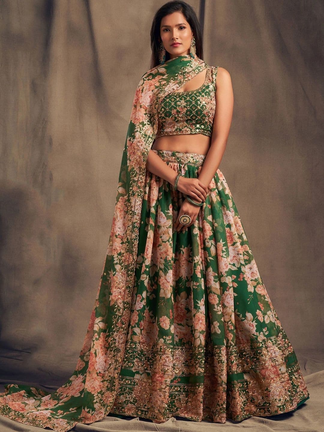 Zeel Clothing Embellished Sequinned Semi-Stitched Lehenga & Unstitched Blouse With Dupatta - view 1
