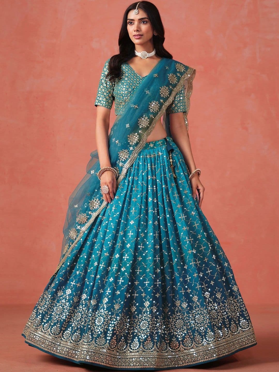 Zeel Clothing Embellished Sequinned Semi-Stitched Lehenga & Unstitched Blouse With Dupatta - view 1