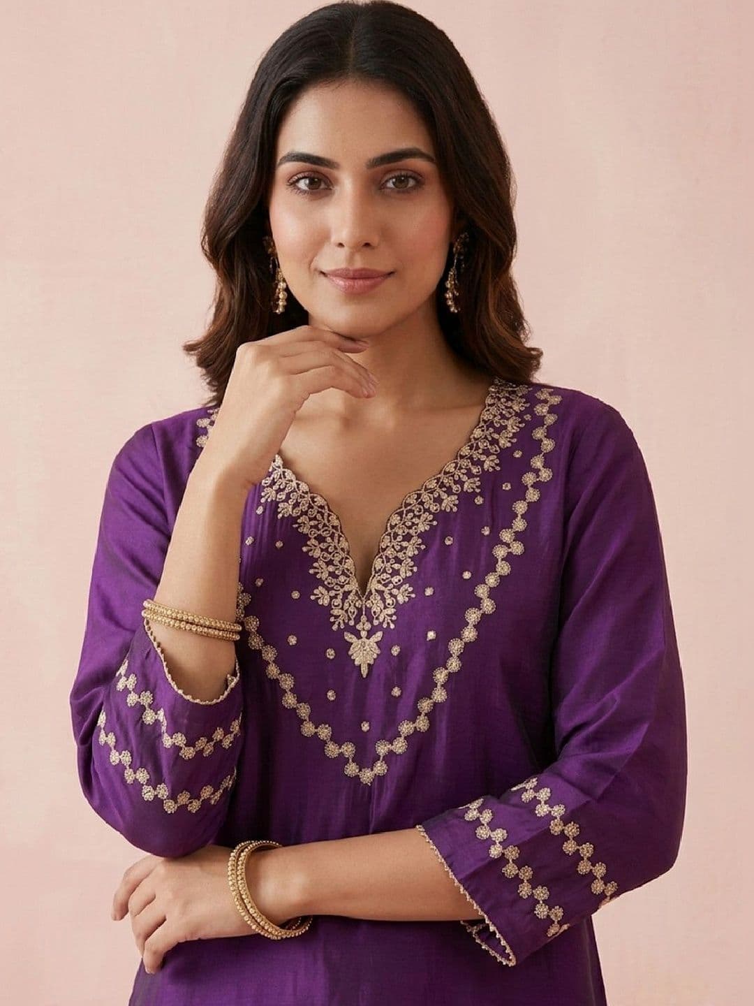 Varanga Women Ethnic Motifs Embroidered Thread Work Kurta with Trousers & With Dupatta thumbnail 6