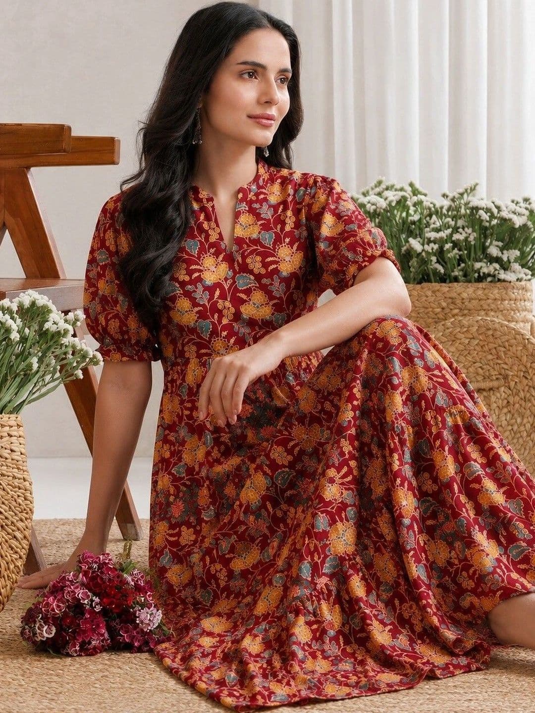 PRESHA Women Floral Printed Anarkali Kurta thumbnail 4