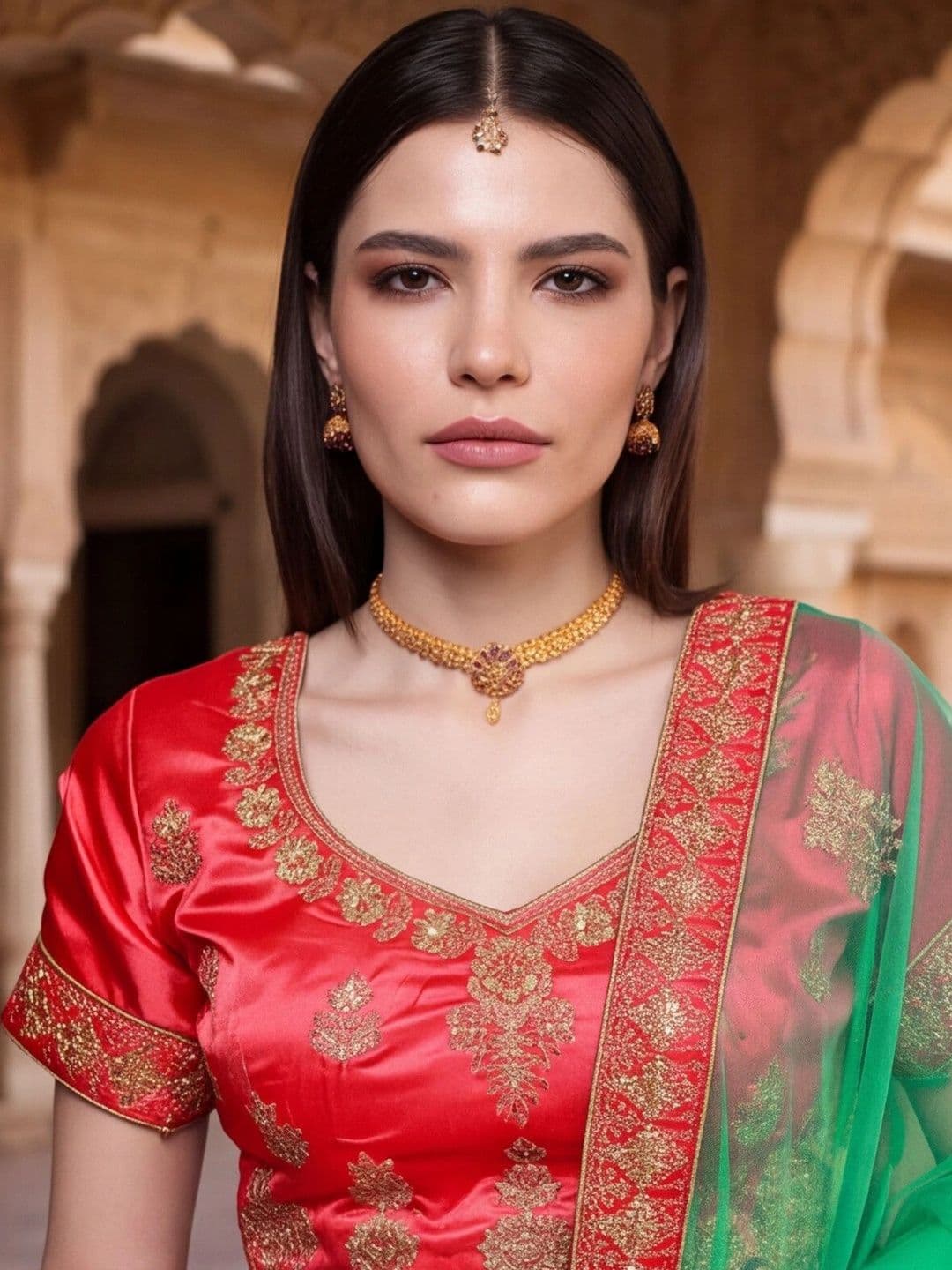 Sangria Embroidered Semi-Stitched Lehenga & Unstitched Blouse With Dupatta thumbnail 5