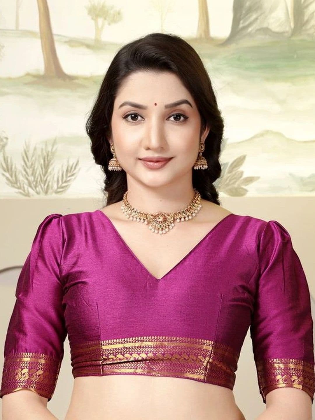 DEVANSH ENTERPRISE Striped Zari Silk Blend Banarasi Saree thumbnail 2