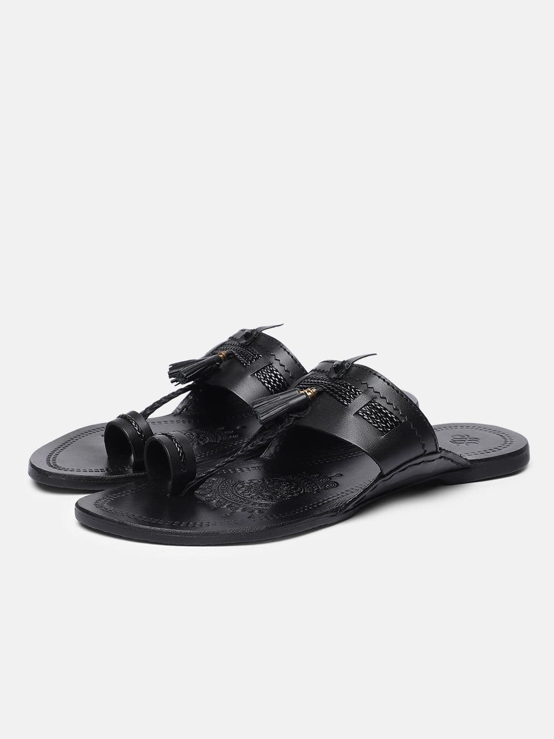 House of Pataudi Men Leather Kolhapuri Comfort Sandals thumbnail 6