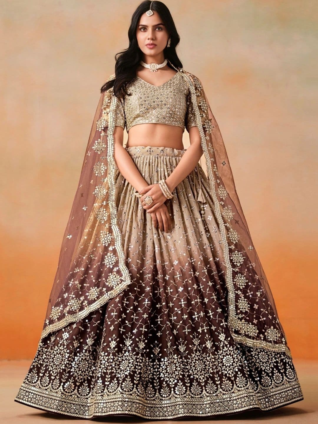 Zeel Clothing Embellished Sequinned Semi-Stitched Lehenga & Unstitched Blouse With Dupatta - view 1
