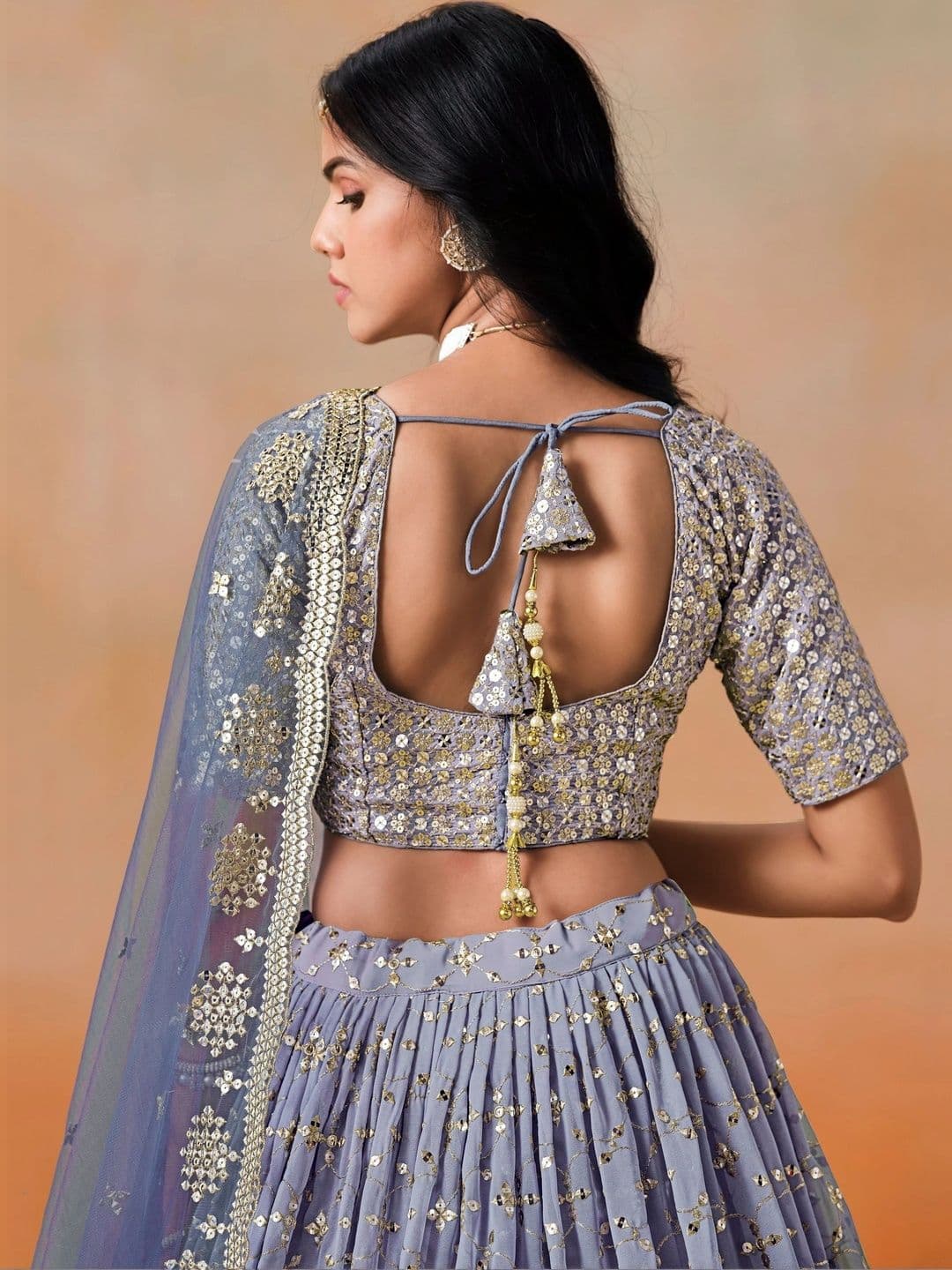 Zeel Clothing Embellished Sequinned Semi-Stitched Lehenga & Unstitched Blouse With Dupatta thumbnail 7