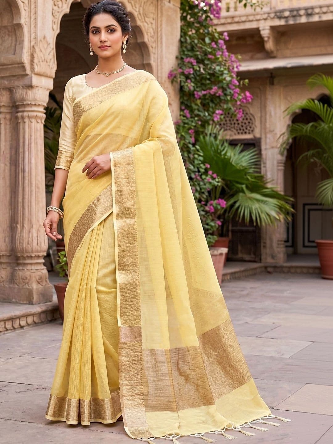Naveera Woven Design Zari Pure Cotton Designer Banarasi Saree - view 1