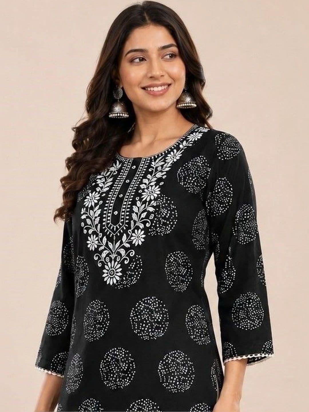 KKFAB Women Ethnic Motifs Printed Thread Work Indie Prints Kurta thumbnail 4