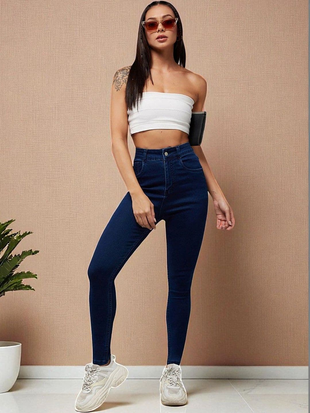 Mast & Harbour Women Skinny Fit High-Rise Stretchable Jeans thumbnail 2
