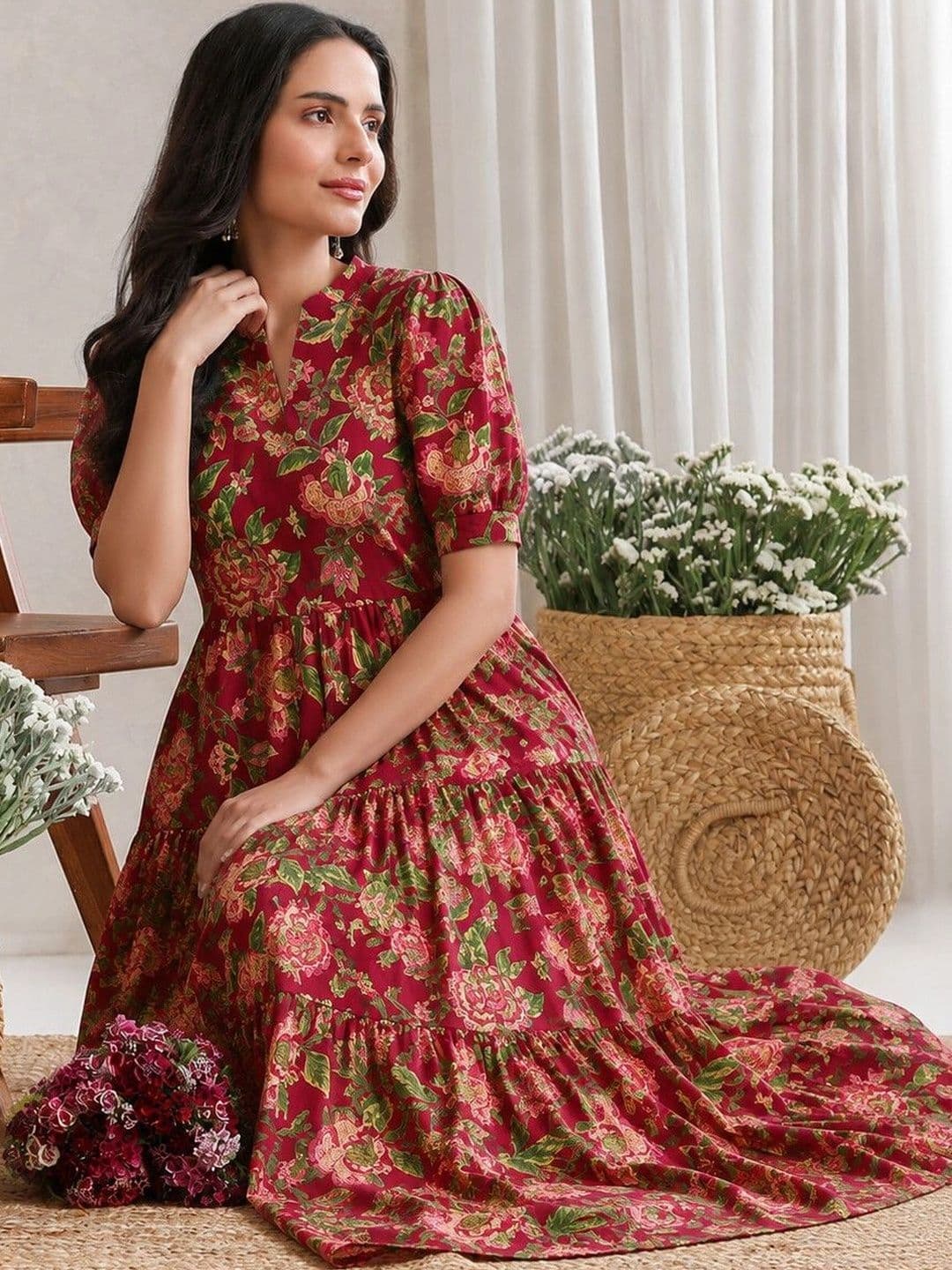 PRESHA Women Floral Printed Floral Anarkali Kurta thumbnail 2