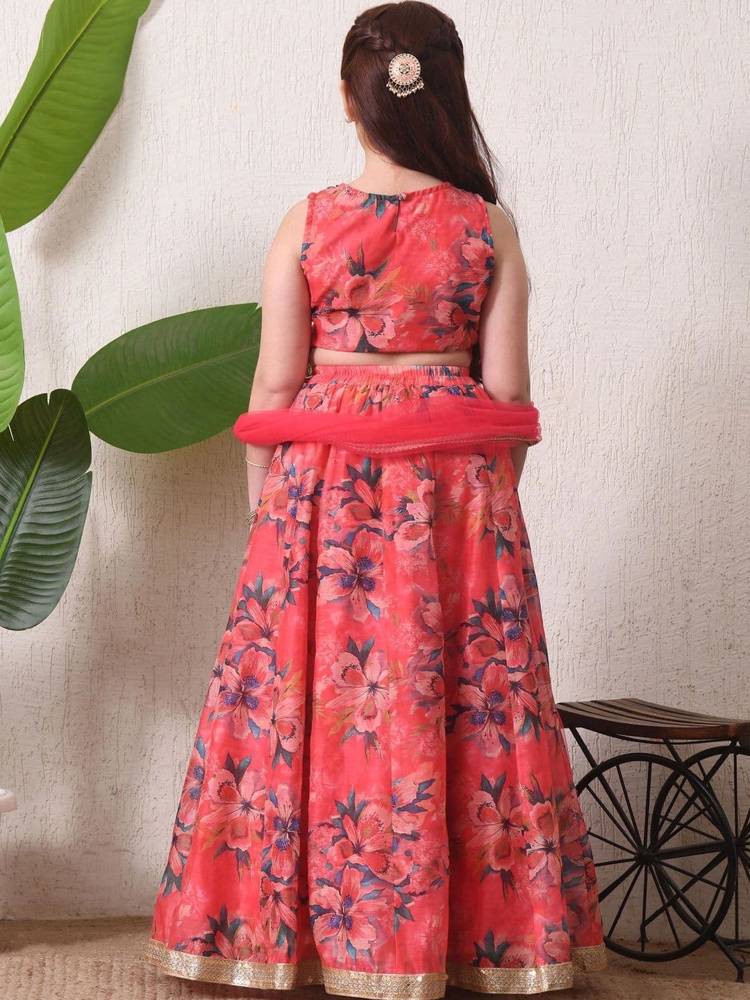 Indi-Loom Couture Girls Printed Sequinned Ready to Wear Lehenga & Blouse With Dupatta thumbnail 5