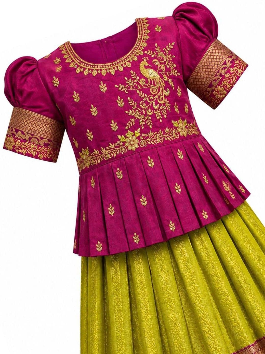 AMIRTHA FASHION Girls Embroidered Ready to Wear Lehenga & thumbnail 2