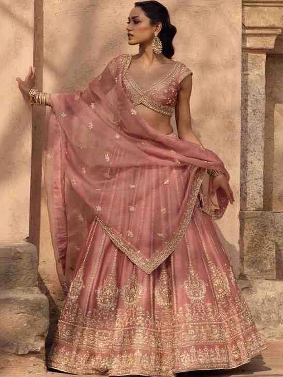 Sangria Embroidered Semi-Stitched Lehenga & Unstitched Blouse With Dupatta thumbnail 6