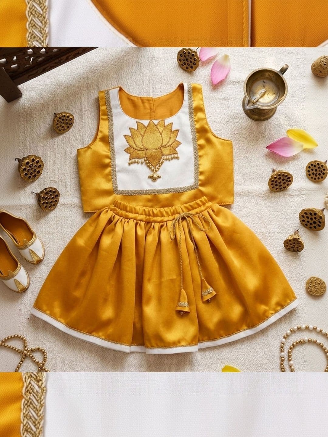 MVD Fashion Girls Embroidered Thread Work Ready to Wear Lehenga & thumbnail 6