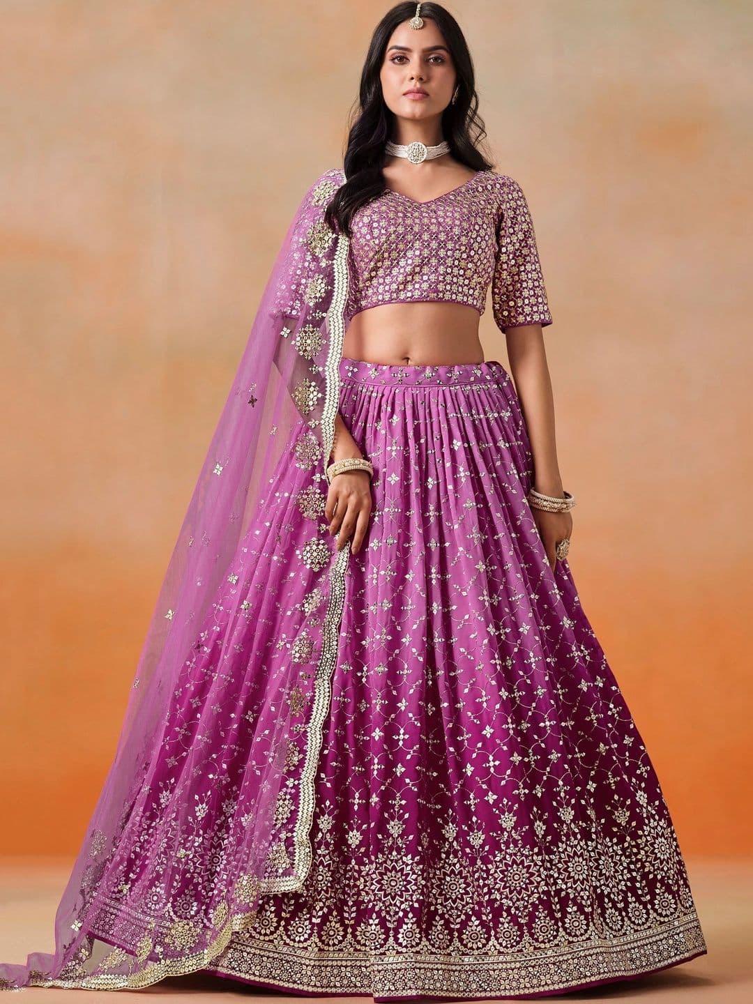 Zeel Clothing Embellished Sequinned Semi-Stitched Lehenga & Unstitched Blouse With Dupatta - view 1