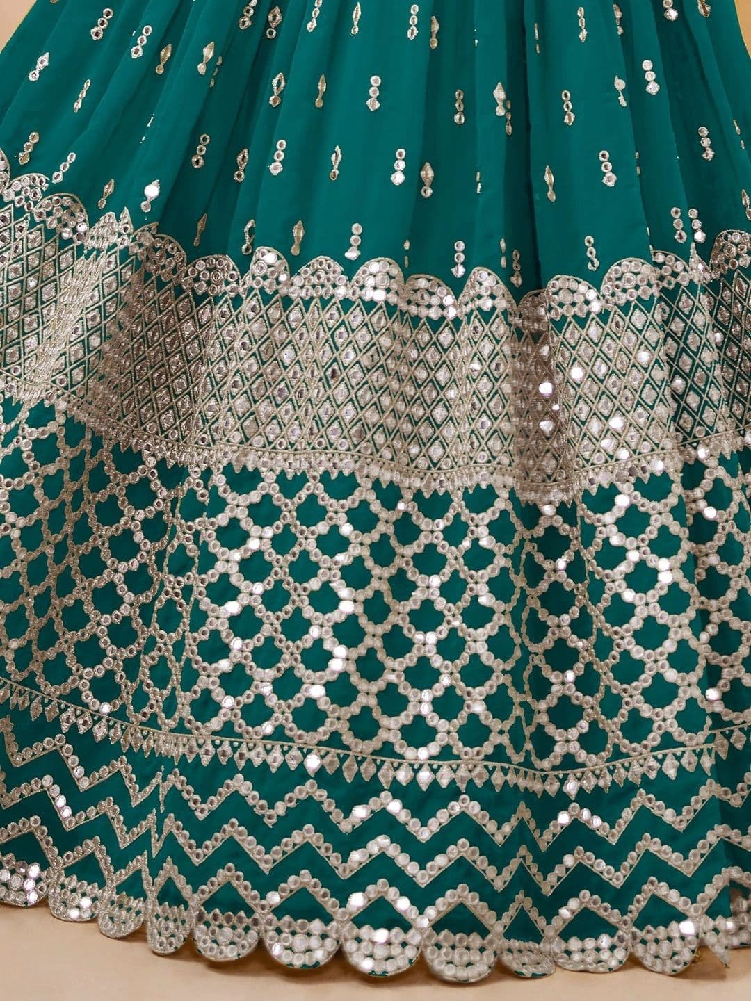Zeel Clothing Embellished Mirror Work Semi-Stitched Lehenga & Unstitched Blouse With Dupatta thumbnail 7