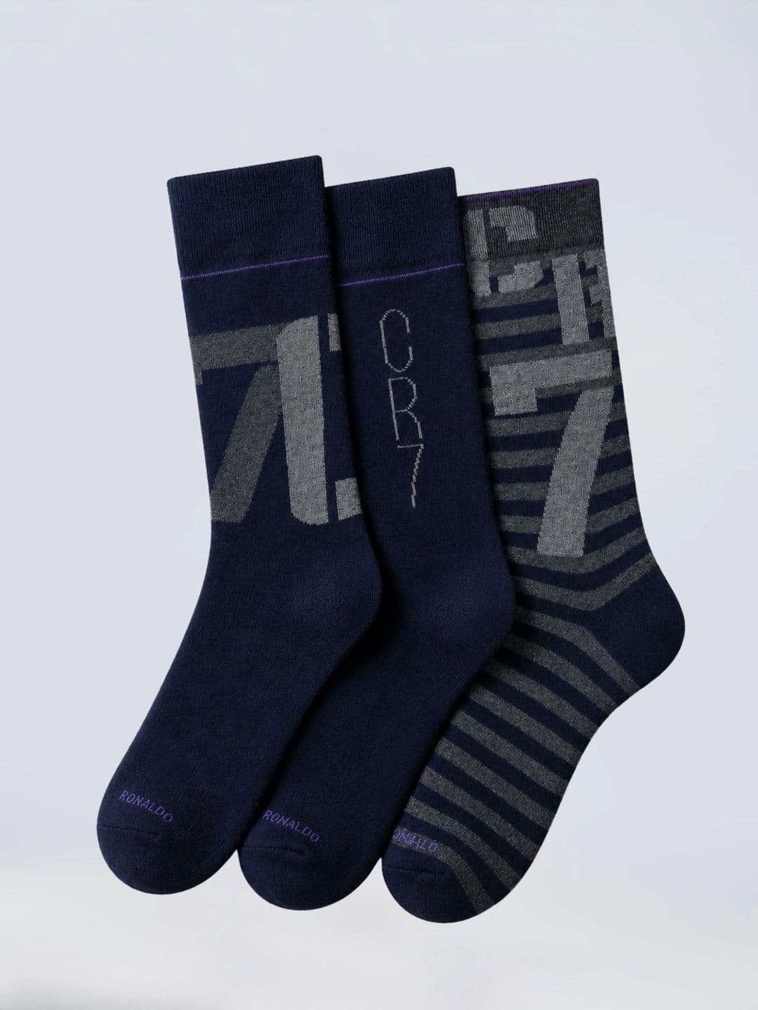 CR7 Cristiano Ronaldo Men Pack of 3 Cotton Assorted Patterned Calf Length Socks thumbnail 5
