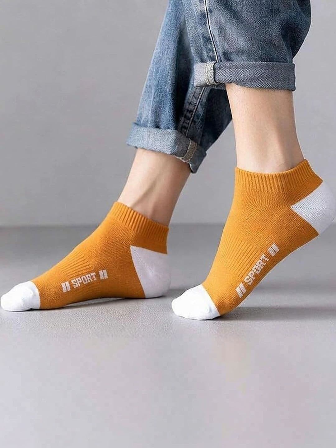 REDCARP Men Pack of 5 Cotton Colourblocked Ankle Length Socks thumbnail 2