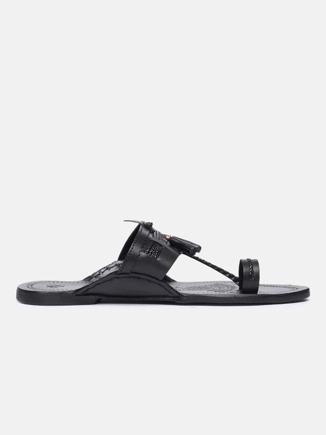 House of Pataudi Men Leather Kolhapuri Comfort Sandals thumbnail 3