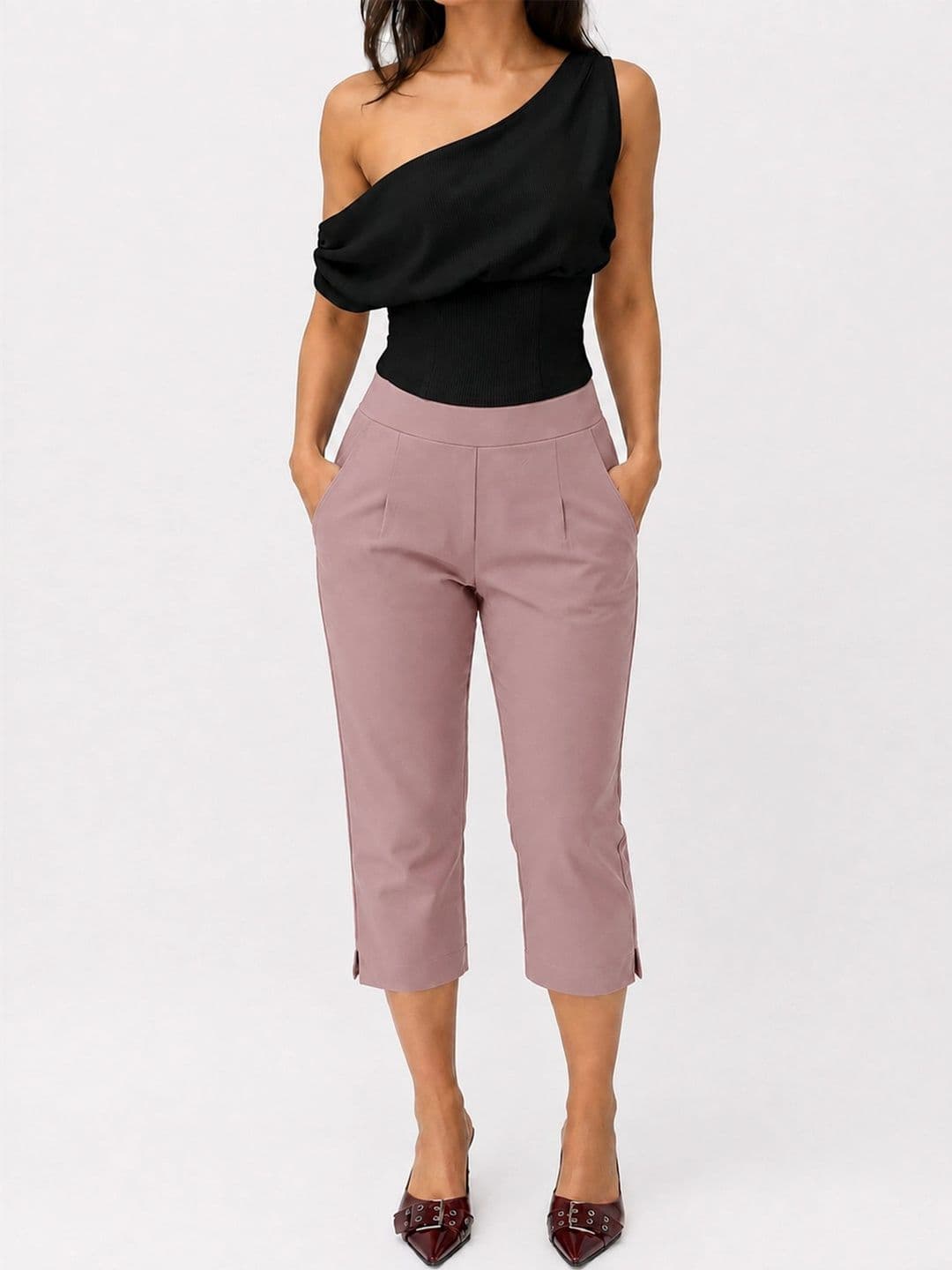 Tikhi Imli Women Stretchable Cotton blend 3/4 Casual Capris Pants thumbnail 4