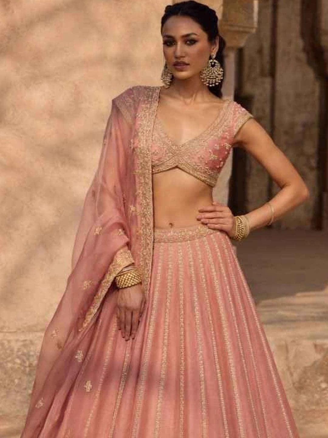 DAYLOOM Embellished Semi-Stitched Lehenga & Unstitched Blouse With Dupatta thumbnail 4