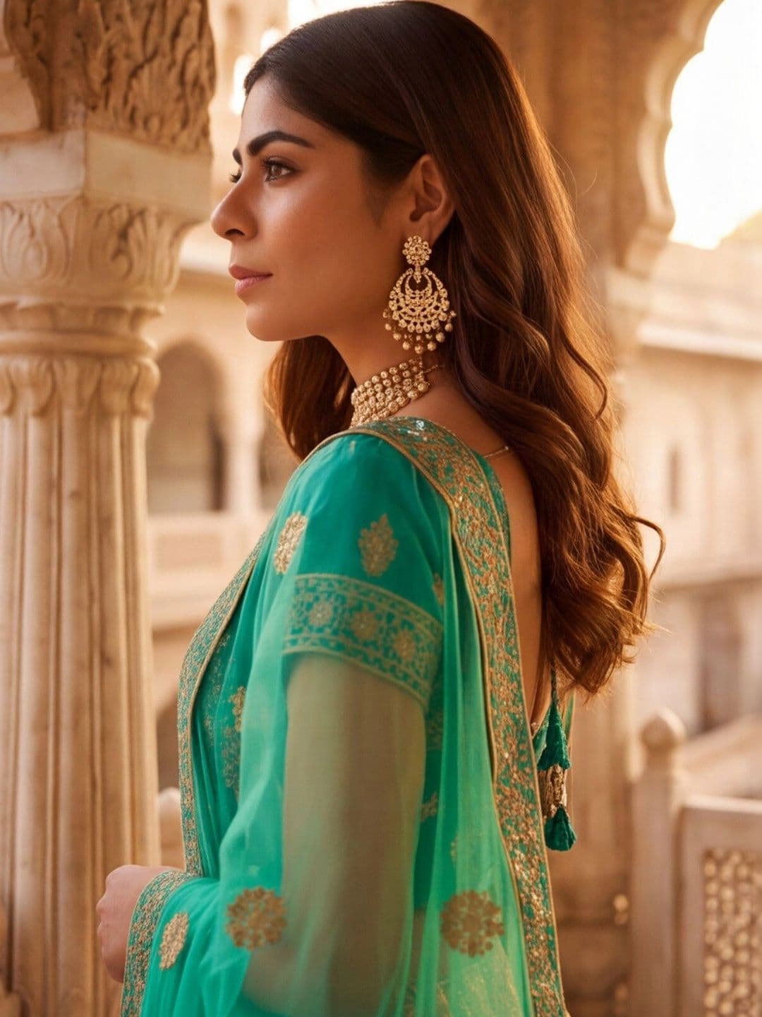 Sangria Embroidered Semi-Stitched Lehenga & Unstitched Blouse With Dupatta thumbnail 2