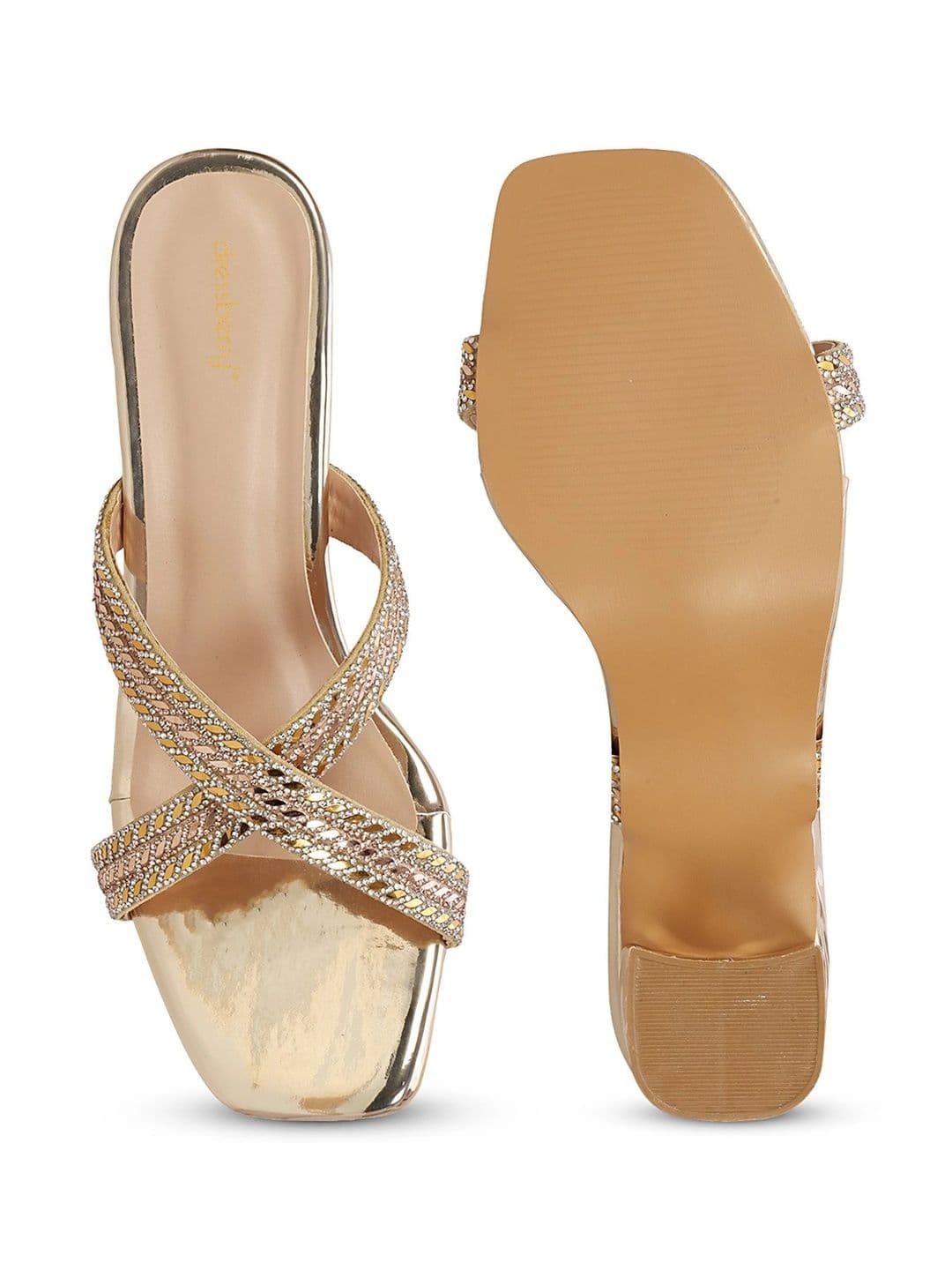 DressBerry Embellished Ethnic Block Sandals thumbnail 5