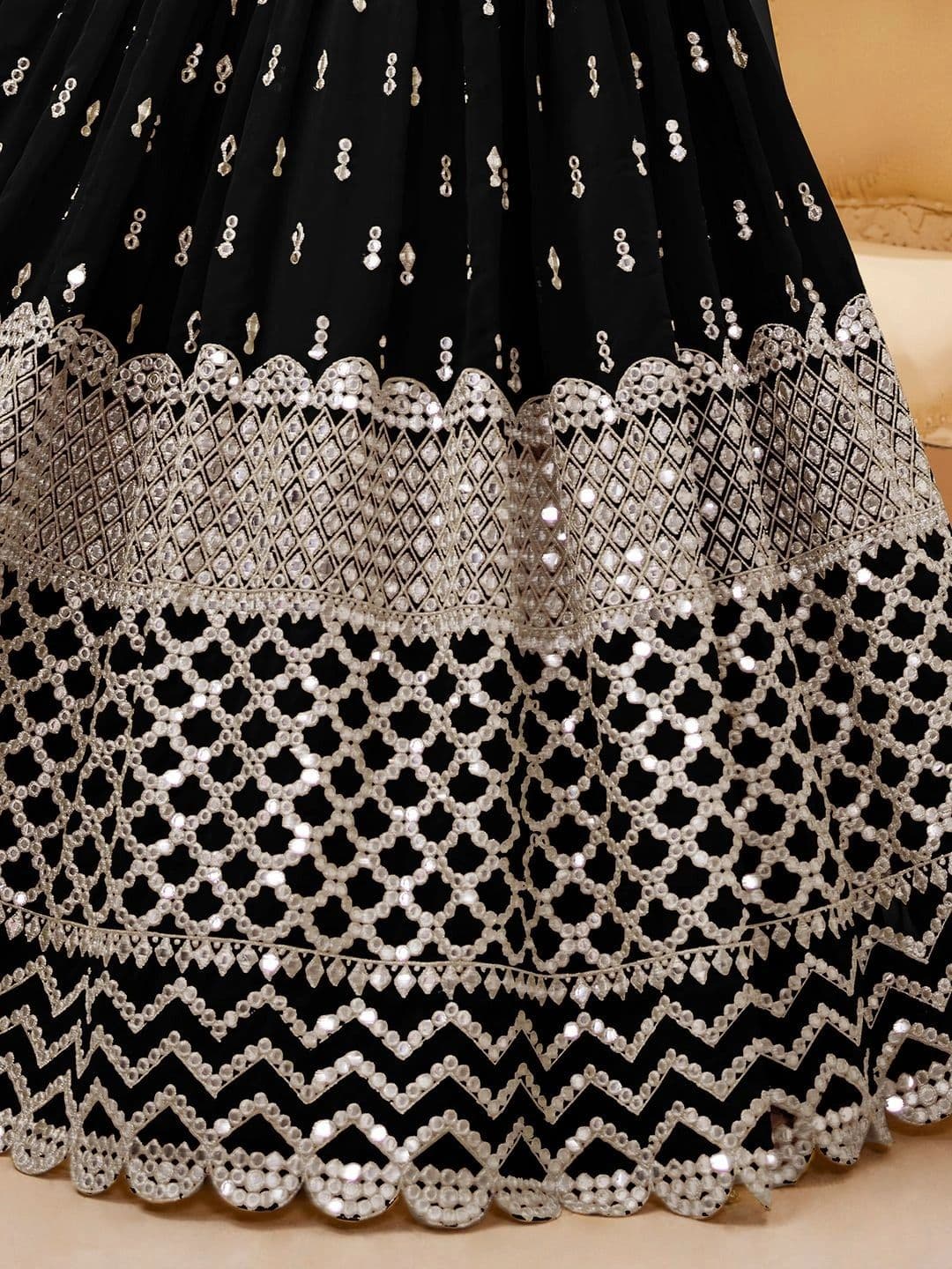 Zeel Clothing Embellished Mirror Work Semi-Stitched Lehenga & Unstitched Blouse With Dupatta thumbnail 4