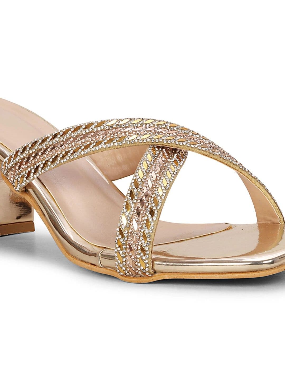 DressBerry Embellished Ethnic Block Sandals thumbnail 3