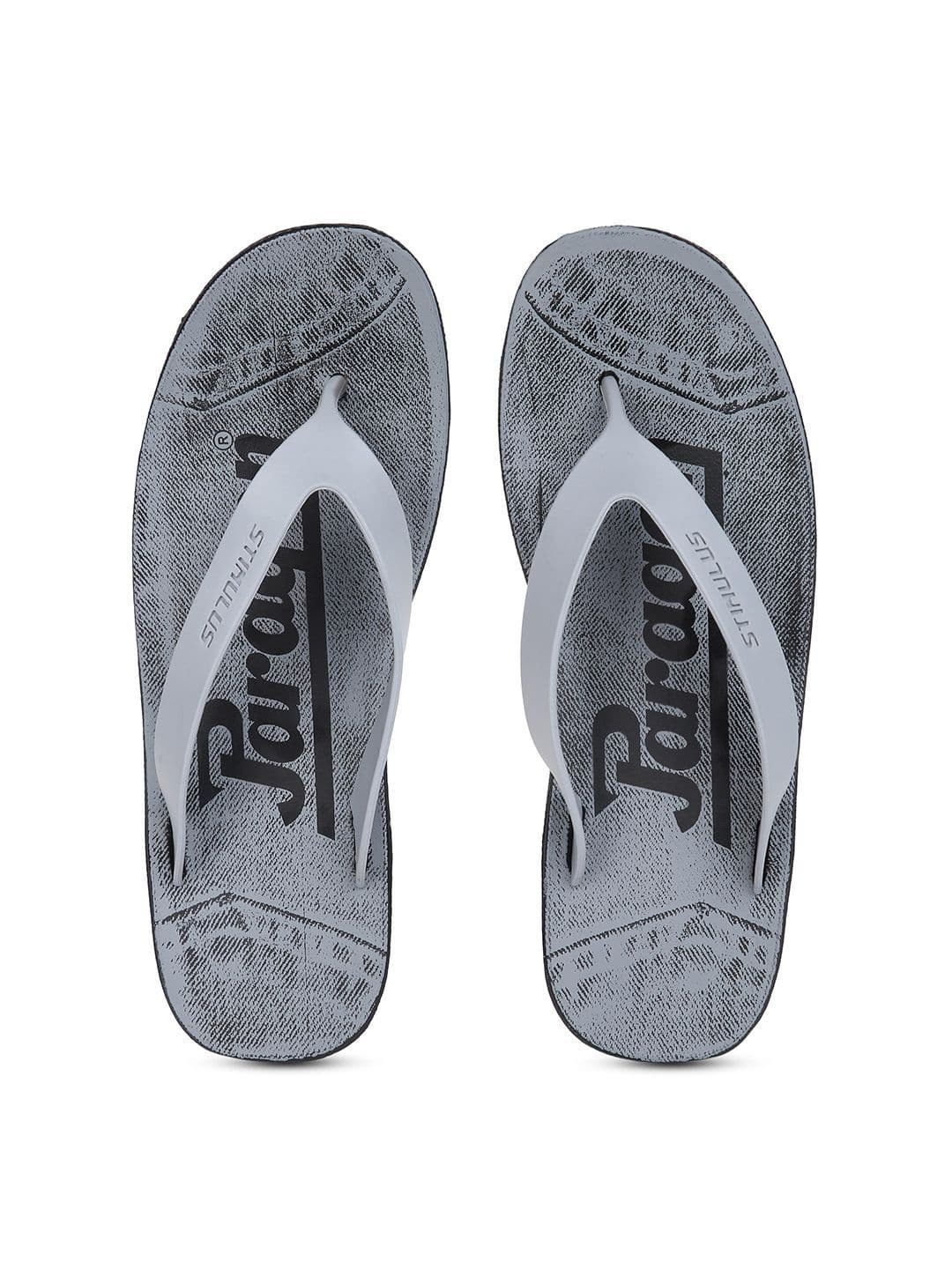 Paragon Men Grey & Black Printed Rubber Thong Flip-Flops thumbnail 5