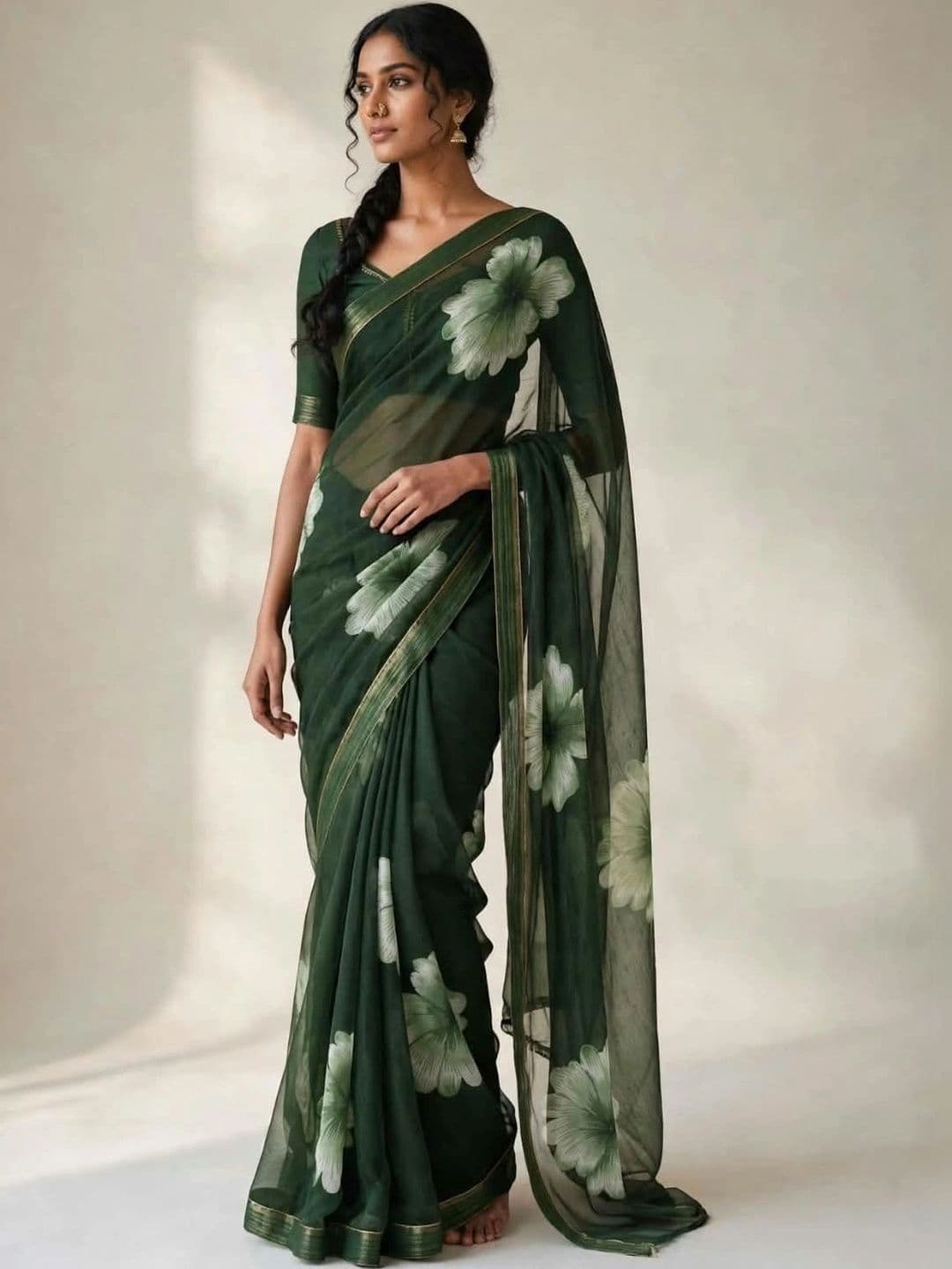 Style And Shine Floral Poly Georgette Saree - view 1
