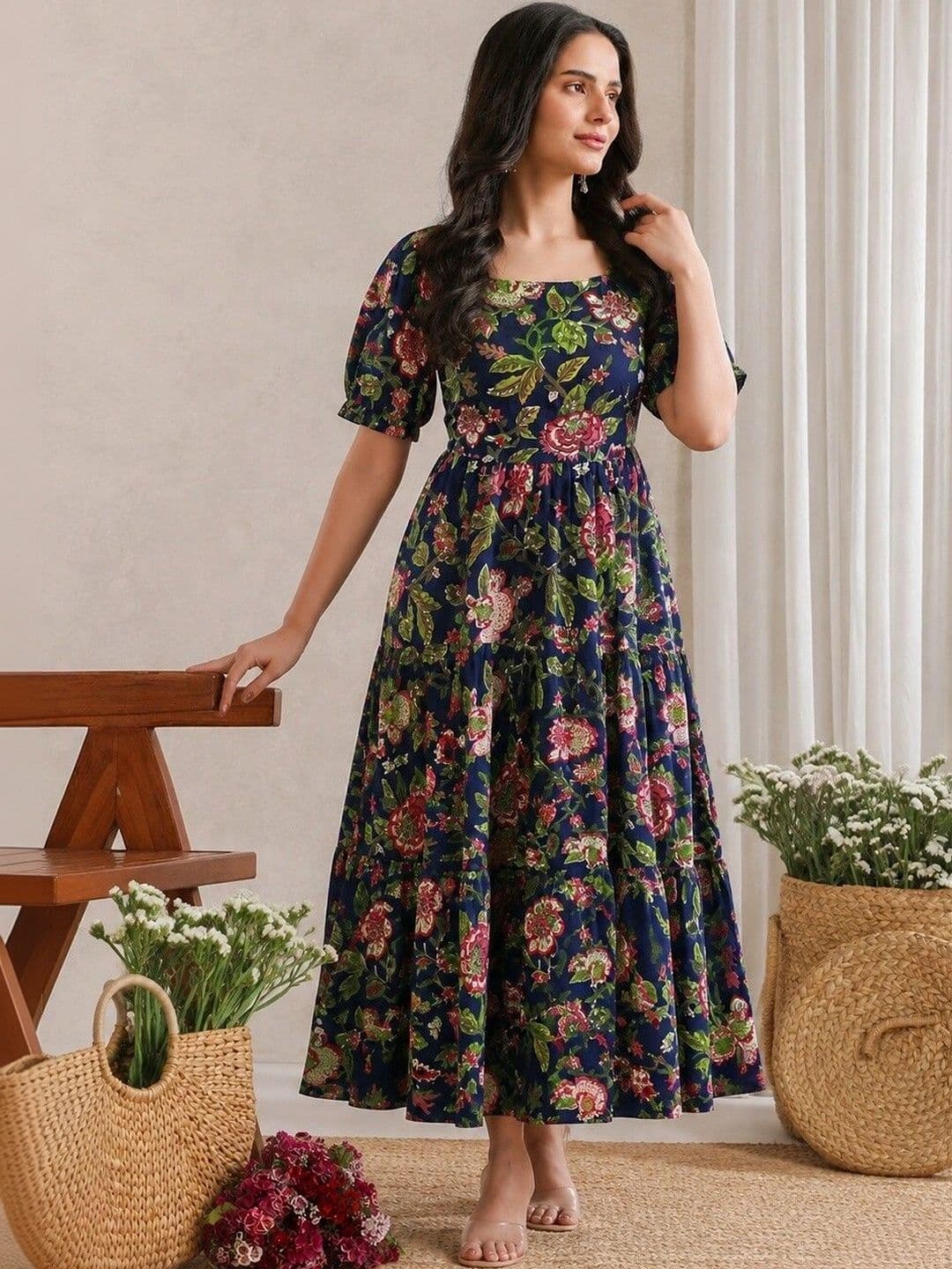 PRESHA Women Floral Printed Floral Anarkali Kurta thumbnail 2