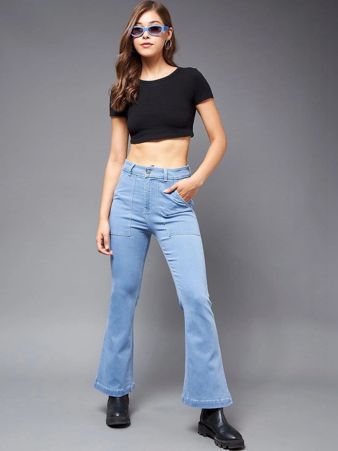 Mast & Harbour Women Bootcut High-Rise Heavy Fade Stretchable Jeans thumbnail 4