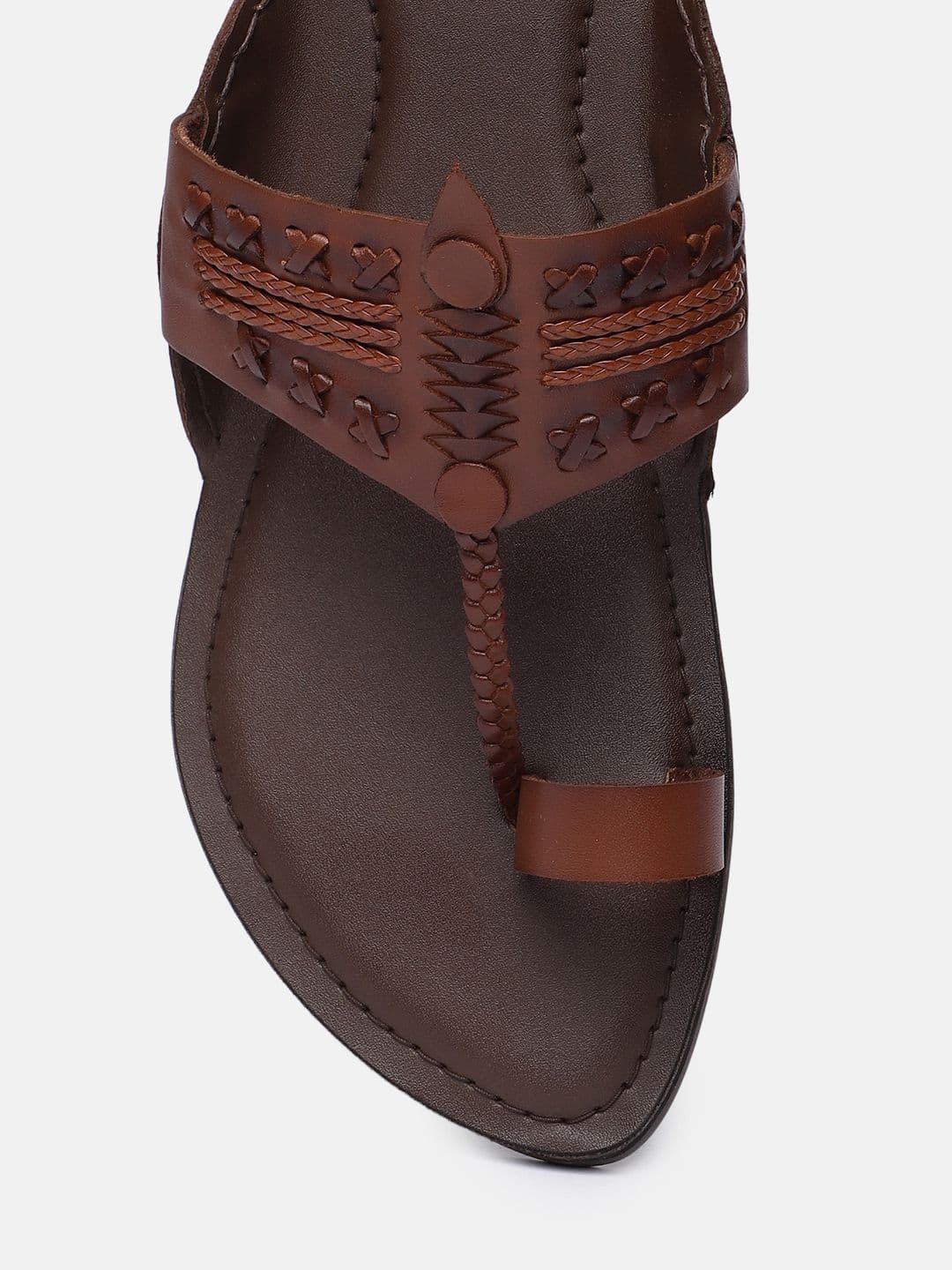 House of Pataudi Men Leather Kohlapuri Comfort Sandals thumbnail 7