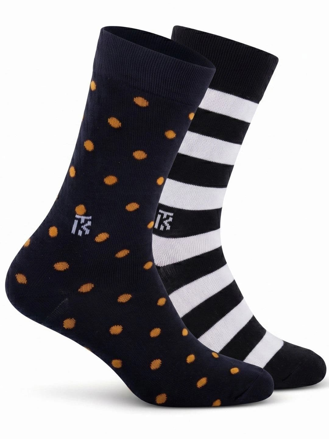 Kikitoes Men Pack of 2 Bamboo Crew Socks Striped Polka Dot Anti-Odour Moisture Wicking - view 1