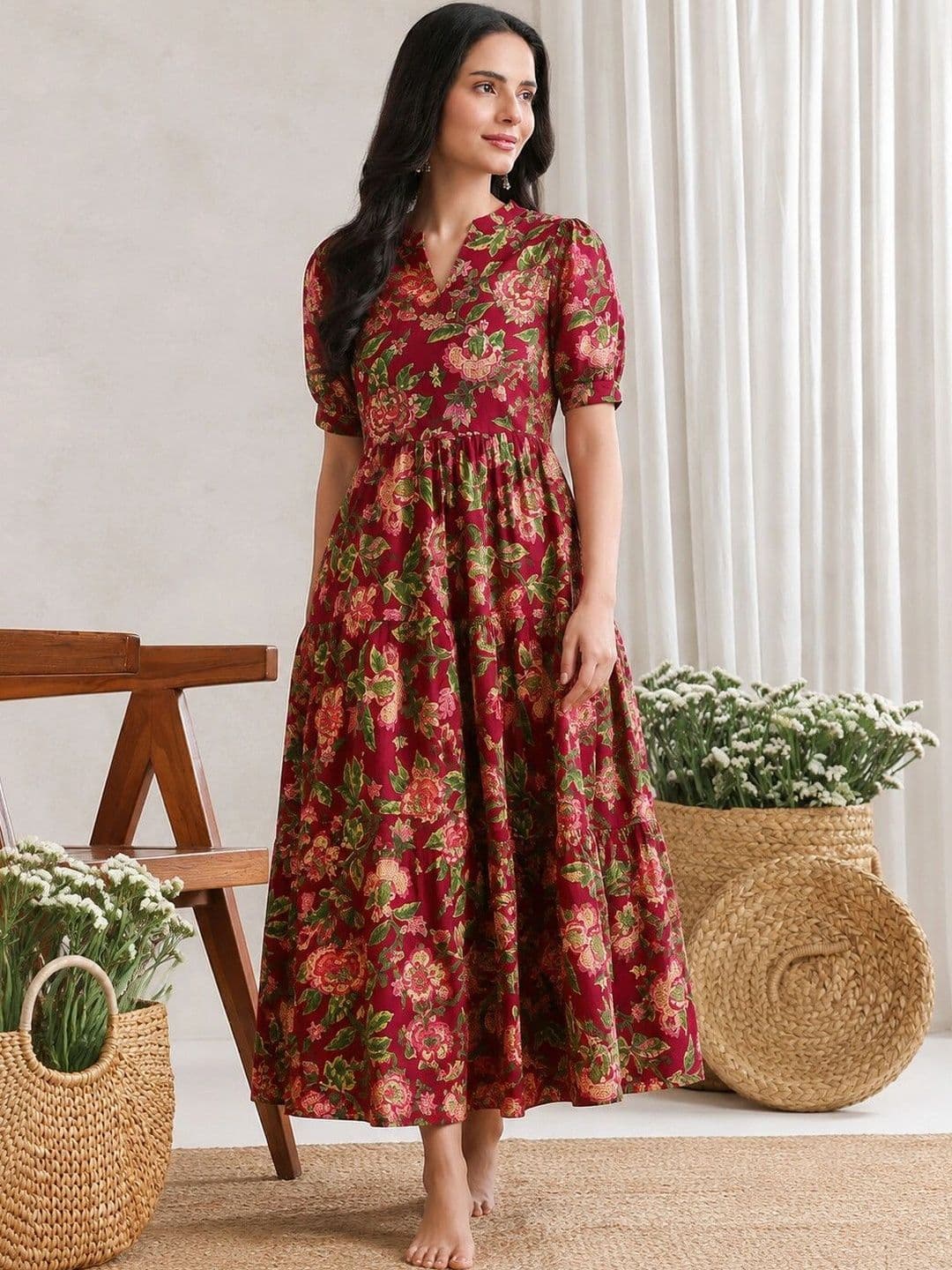 PRESHA Women Floral Printed Floral Anarkali Kurta thumbnail 3