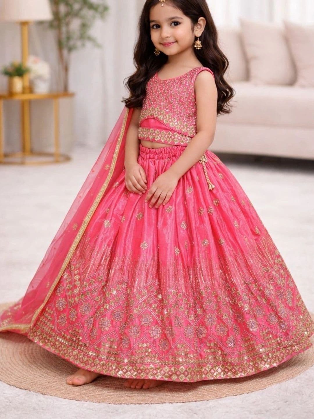 Moda Rapido Girls Embellished Sequinned Ready to Wear Lehenga & Blouse With Dupatta thumbnail 3
