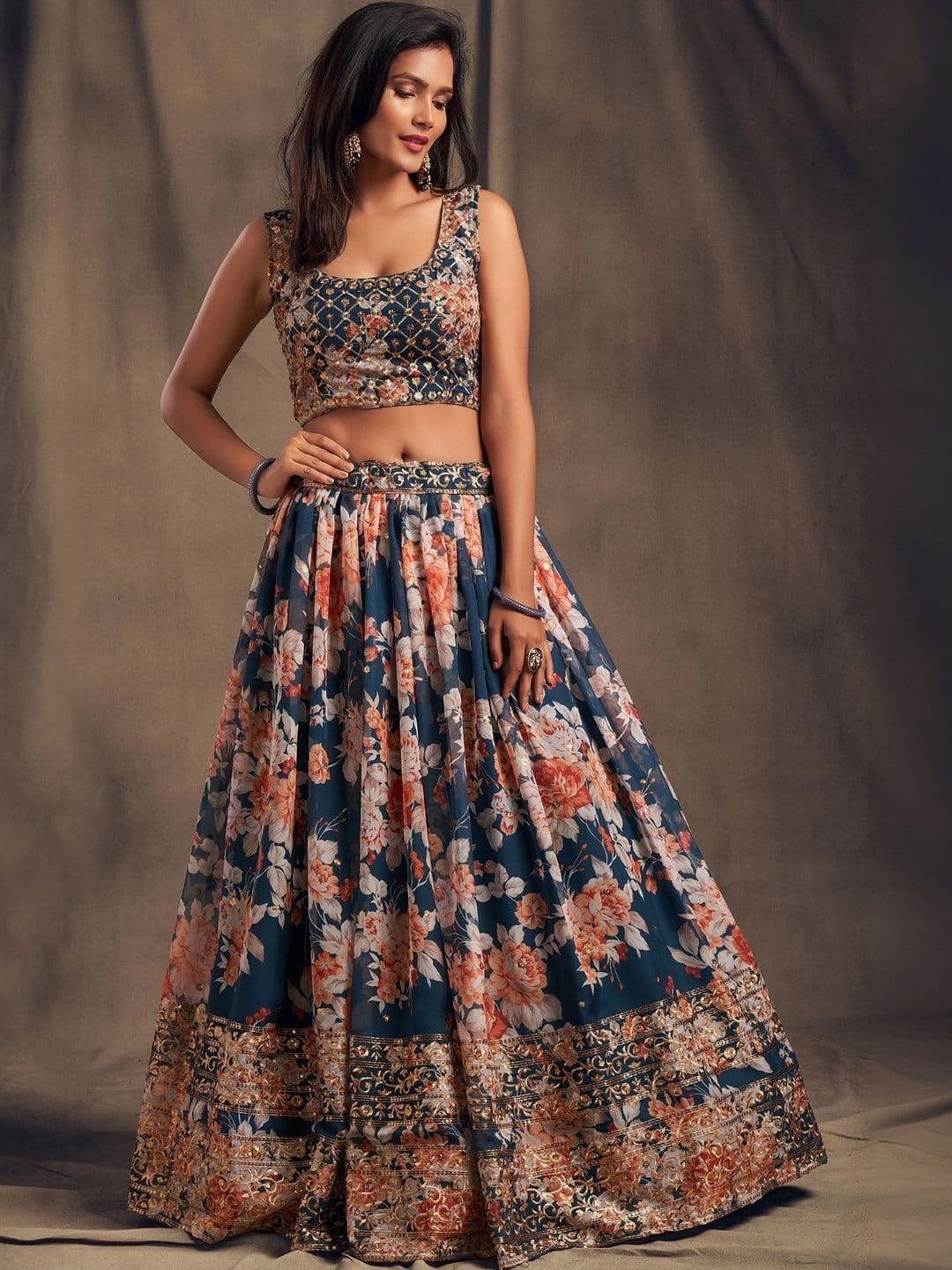 Zeel Clothing Embellished Sequinned Semi-Stitched Lehenga & Unstitched Blouse With Dupatta thumbnail 2