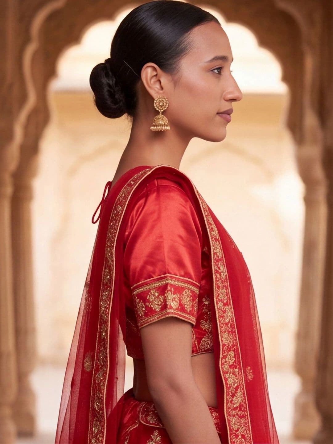 Sangria Embroidered Semi-Stitched Lehenga & Unstitched Blouse With Dupatta thumbnail 3