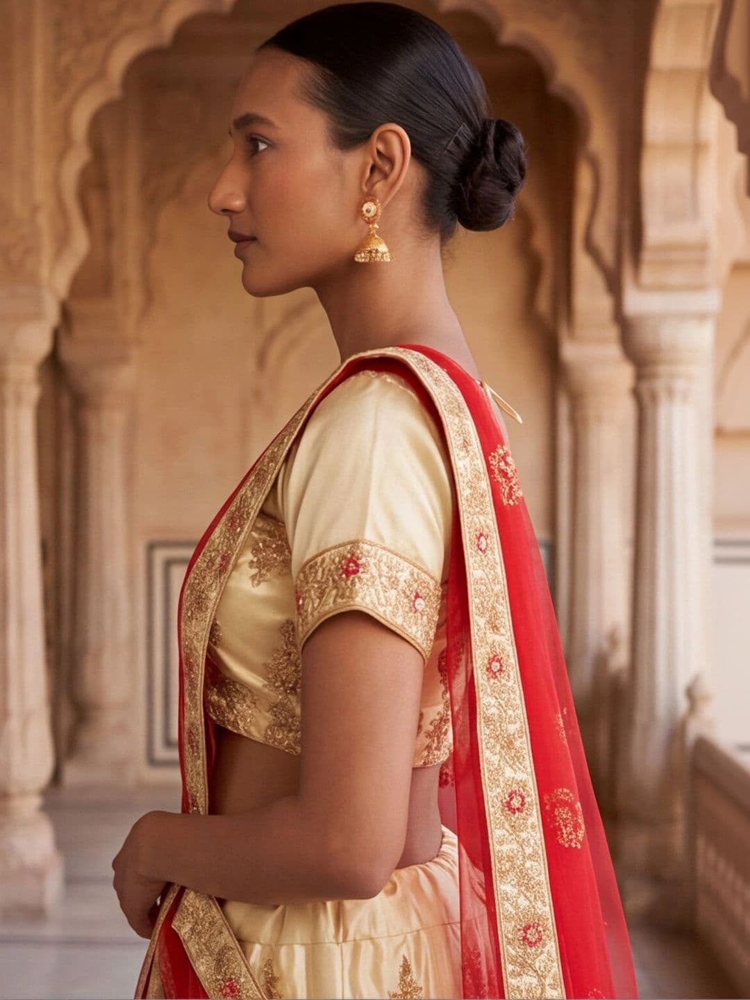 Sangria Embroidered Semi-Stitched Lehenga & Unstitched Blouse With Dupatta thumbnail 5