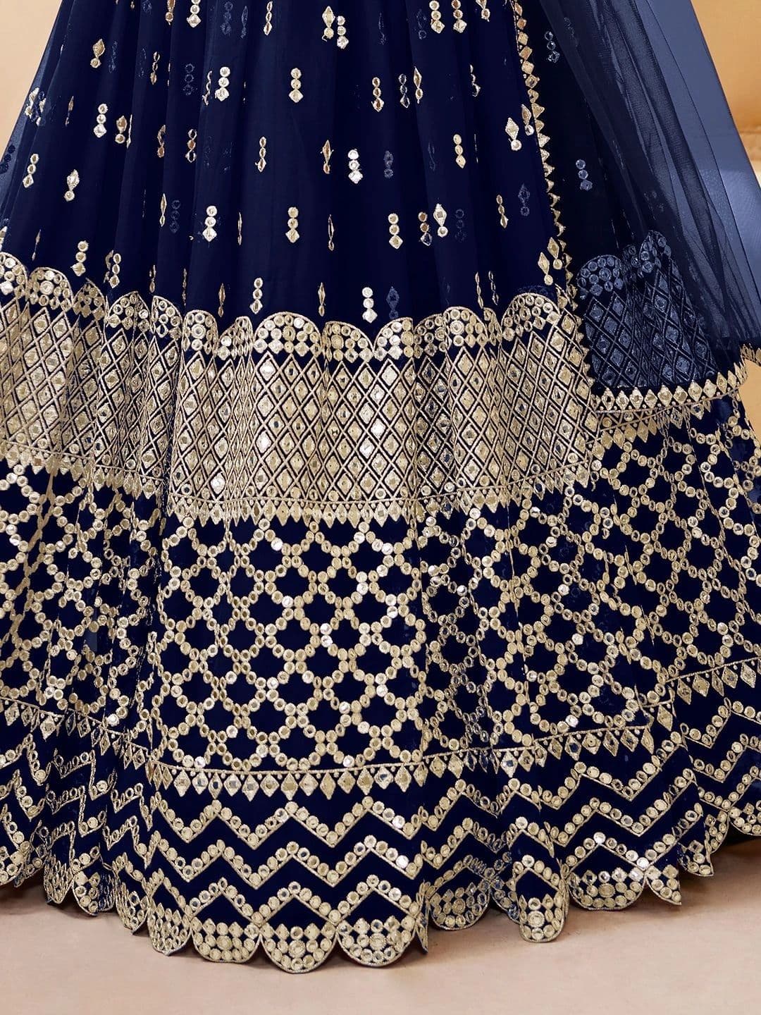 Zeel Clothing Embellished Mirror Work Semi-Stitched Lehenga & Unstitched Blouse With Dupatta thumbnail 6