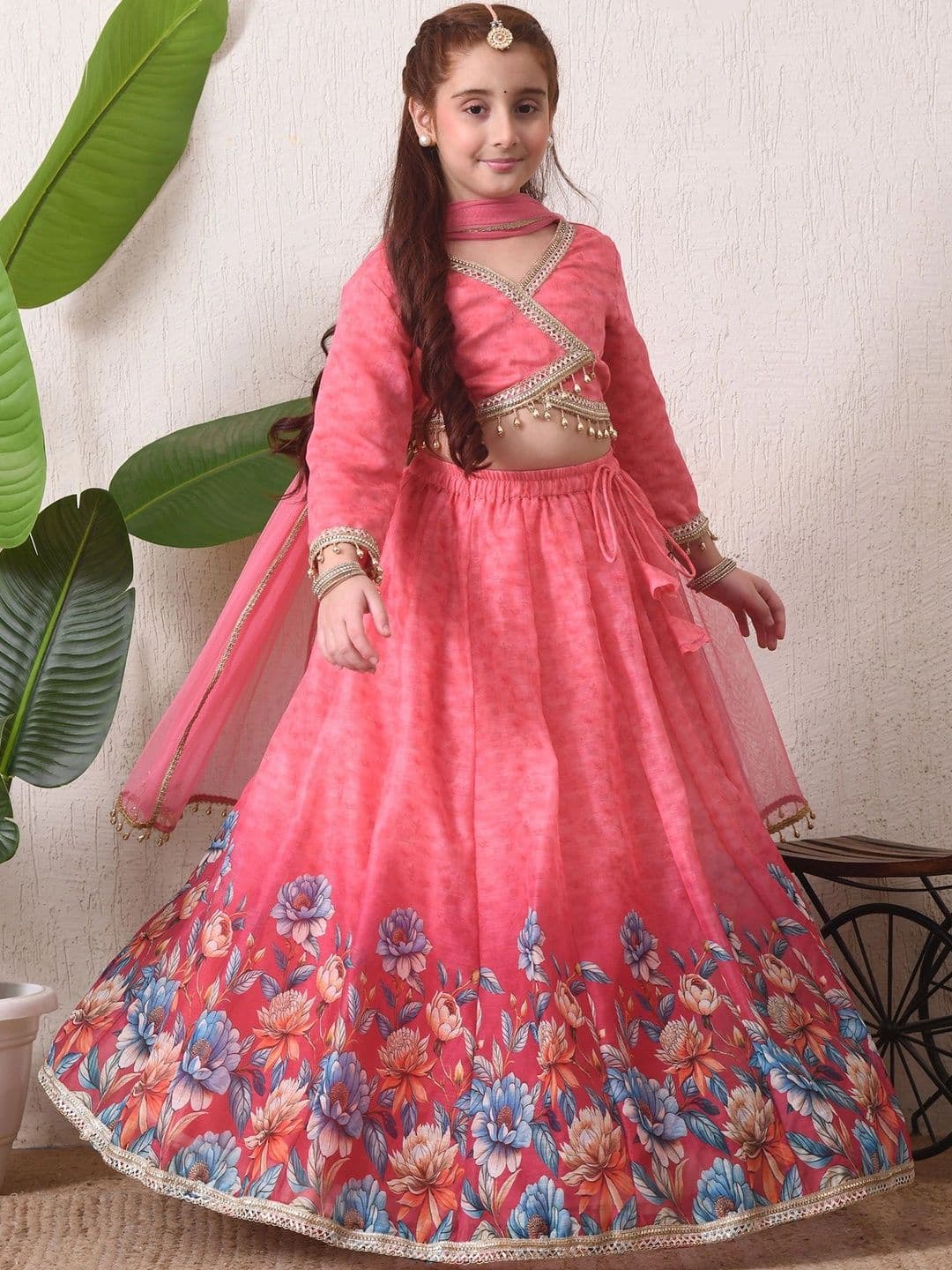 Indi-Loom Couture Girls Embellished Ready to Wear Lehenga & Blouse With Dupatta thumbnail 6