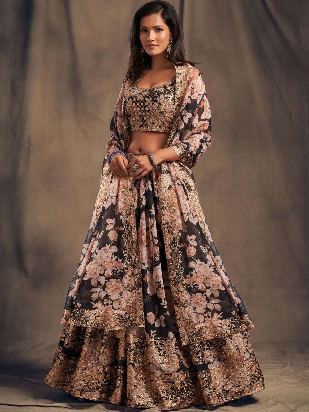 Zeel Clothing Embellished Sequinned Semi-Stitched Lehenga & Unstitched Blouse With Dupatta thumbnail 5
