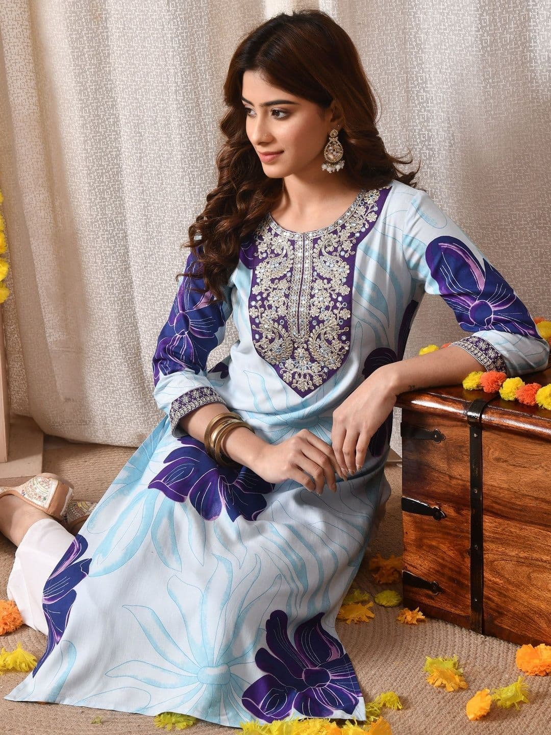 BKApparels Women Embroidered Floral Kurta - view 1