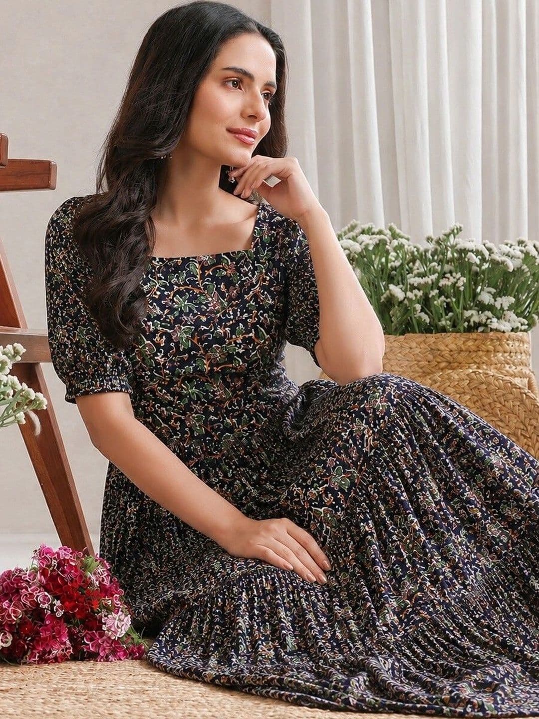 PRESHA Women Floral Printed Floral Anarkali Kurta thumbnail 5