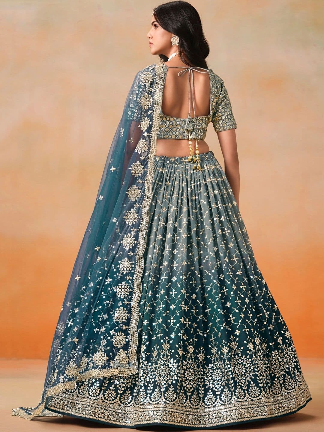 Zeel Clothing Embellished Sequinned Semi-Stitched Lehenga & Unstitched Blouse With Dupatta thumbnail 3