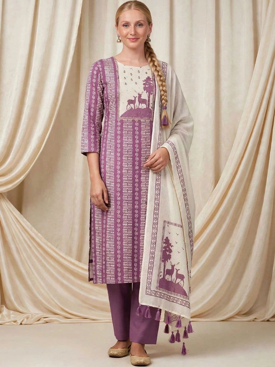 Haranozy Printed Pure Cotton Semi-Stitched Dress Material - view 1