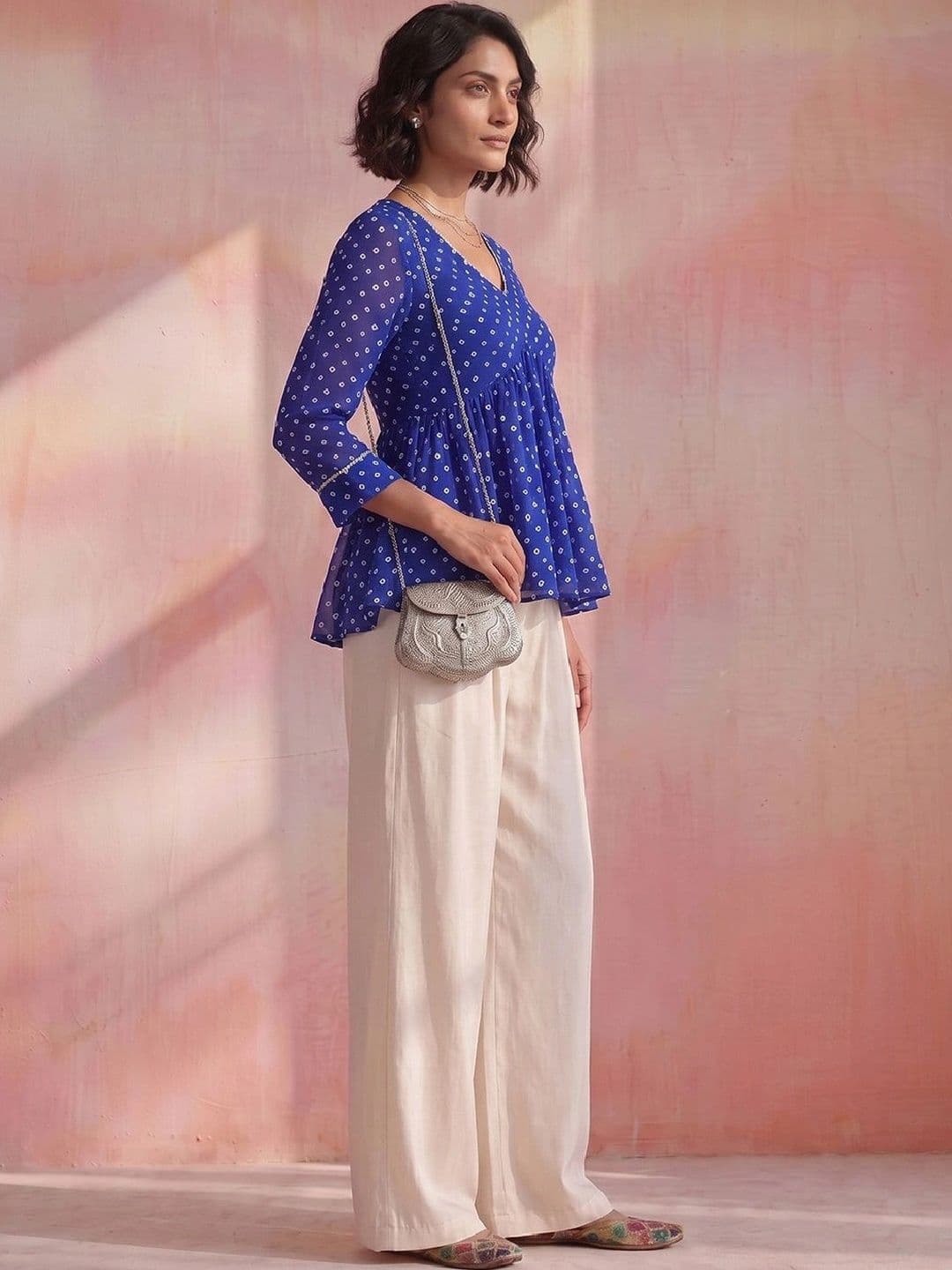 Varanga Polka Dot Print Peplum Top thumbnail 5