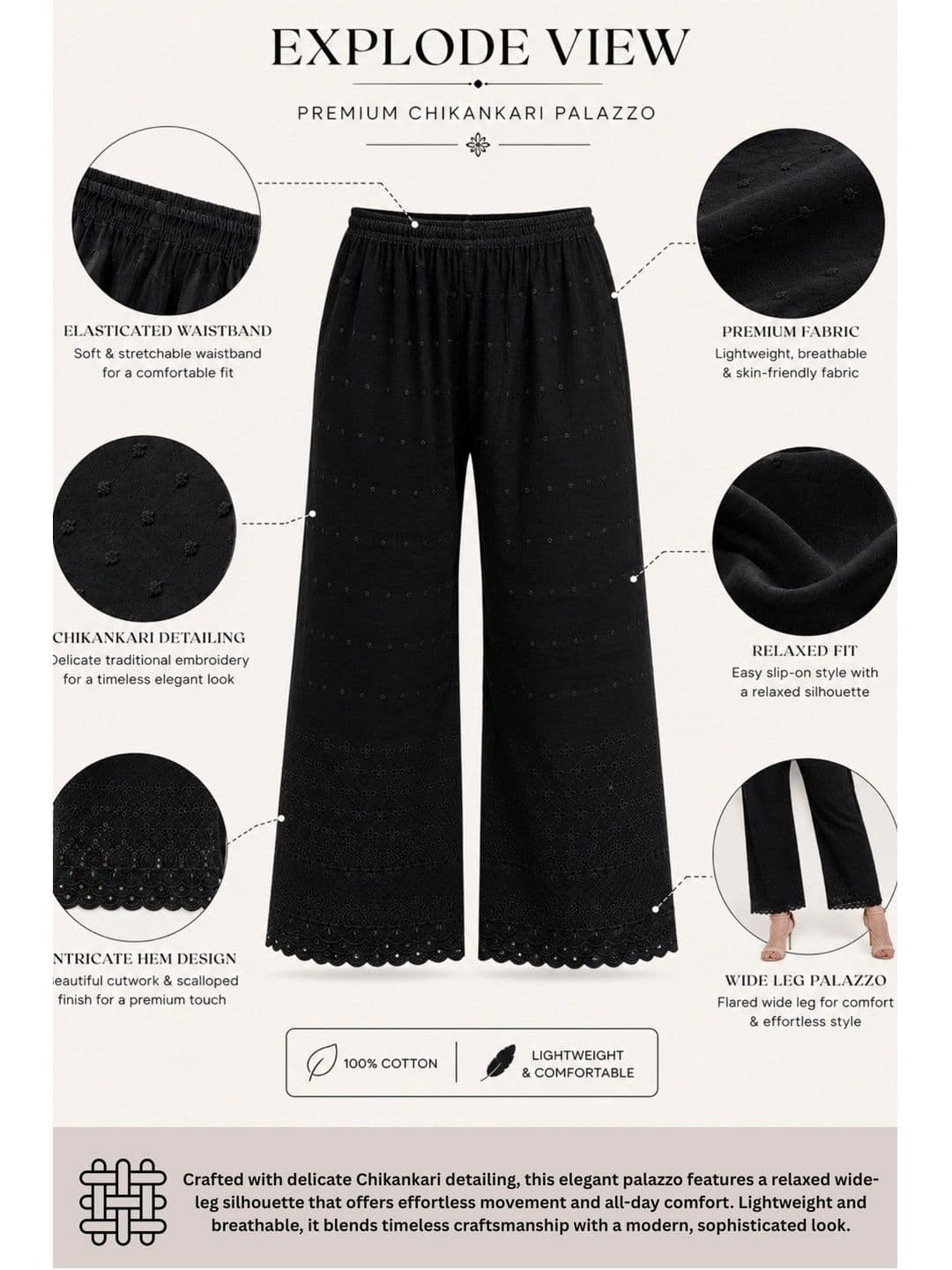 Miaz Lifestyle Women Embroidered Knitted Ethnic Palazzos thumbnail 3