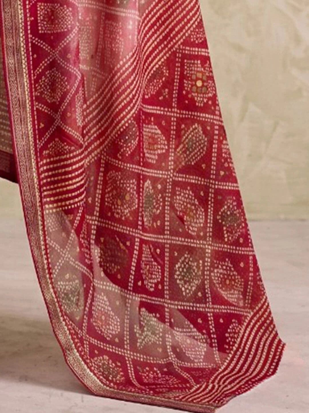SAARA Bandhani Pure Georgette Saree thumbnail 7